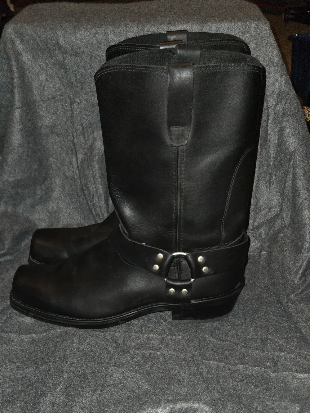Durango Men's Black Leather Harness Biker Boots Square Toe Size 13 D